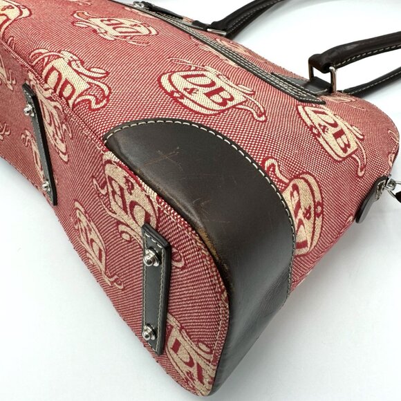 Vintage Dooney & Bourke Domed Crest Canvas/Leather Satchel + Key Fob - Picture 10 of 15